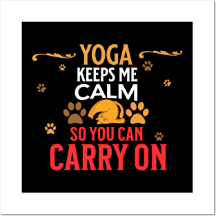 Yoga Funny Cat Pose Posters and Art